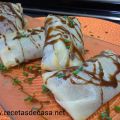 Pasta brik rellena y reducción de Pedro Ximénez