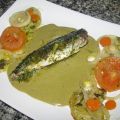 CABALLA AL HORNO SOBRE CREMA DE ACELGAS