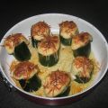 Calabacines rellenos de jamón y setas