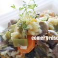 Verduras, conejo y arroz