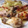 ALITAS AL HORNO...con cebolla,puerro y tomate