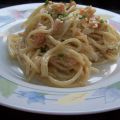 Spaguettis con salmón ahumado