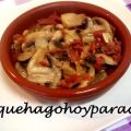 Champiñones con jamón al ajillo
