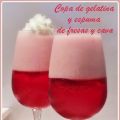 Copa de gelatina y espuma de fresas y cava