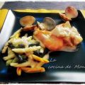Pasta en salsa de whisky con pollo y marisco