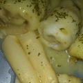 Rollitos de  lenguado en salsa de esparrago