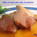 Lomo de cerdo sobre salsa de Melocotón