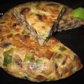 TORTILLA DE CHAMPIÑONES Y AJOS TIERNOS