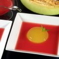 Gelatina de melón con sopa de sandia