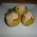 Patatas rellenas de pollo con salsa bechamel