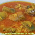 Arroz caldoso con alcachofas y costilla de cerdo