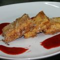 LECHE FRITA CON COULIS DE FRESAS