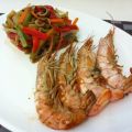Langostinos con wook de verduras