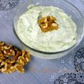 Pasta de roquefort, rúcula y nueces