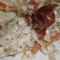 TAPA  DE SALPICON DE MERLUZA Y BROTES DE ALFALFA