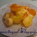 Fruta Caramelizada con Mil hojas de Naranja