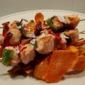 Salmón con chips de boniato