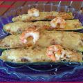 Calabacines rellenos de champiñones y gambones