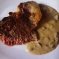 Chuletón con salsa de boletus