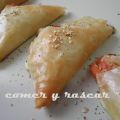 Triángulos de queso y morrones