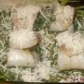 Filetes de merluza rellenos de espinacas.
