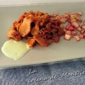 Carne de cerdo especiada con chips de rabano