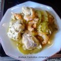 Merluza con calabacín, patatas y gambas en Olla[...]