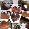 Bizcocho de chocolate, fresa y donettes
