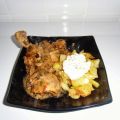 Pollo al ajillo con patatas alioli