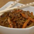 Wok de verduras y ternera picada