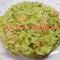 Risotto de espinacas y gambitas, con Thermomix