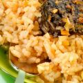 Arroz con morcilla y mahonesa de ajo