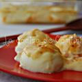 Huevos rellenos a la bechamel.