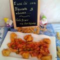 FUSILLI CON BEICON Y OLIVAS Y COLIFLOR REBOZADA
