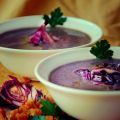 Crema ligera de morados con picatostes