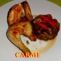 Picantón asado con mostaza y miel