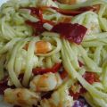 Tallarines con langostinos y verduritas
