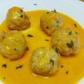 Albóndigas de rape y  langostinos