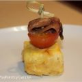 Pincho de tortilla con anchoa y tomate