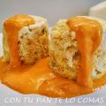 FLANES DE MERLUZA CON SALSA DE PIMIENTOS