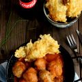 Albóndigas con patatas en tempura