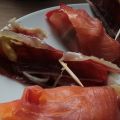 Fajitas de salmón y de jamón sin tortillas