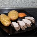 Solomillo a la sal con patatas Hasselback