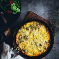 Frittata de jamón, guisantes y parmesano