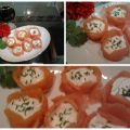 Rositas de salmón y queso de cabra