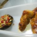 Costillas a la barbacoa con berenjena rellena