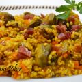 Arroz integral con alcachofas y jamón