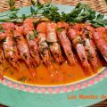 LANGOSTINOS AL WHISKY Y ZUMO DE NARANJA