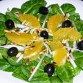 Ensalada de espinacas, naranja y piñones
