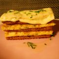 Milhojas de tortilla de puerro con queso y[...]